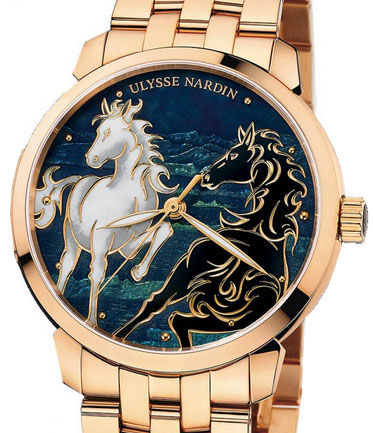 Ulysse Nardin 8156-111-8 / CHEVAL Classico Enamel Horse Gold Bracelet replica watches china